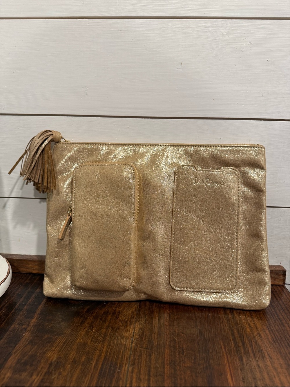 Lilly Pulitzer Shimmer Gold Tech Pouch ✨